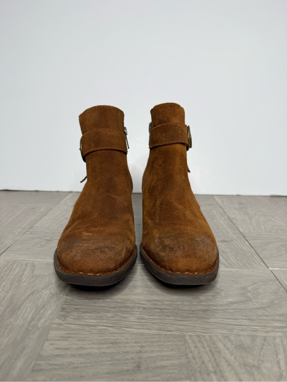 Born Morocco Brown Distressed Suede Bootie 7 - Picture 2 of 9